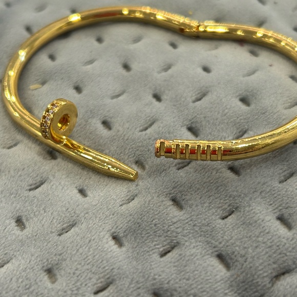 Beautiful Nail Cubic Zirconia Accented Bracelet-Select Gold or Silver-Boutique - Picture 6 of 11